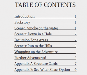 DotE Page Table of Contents
